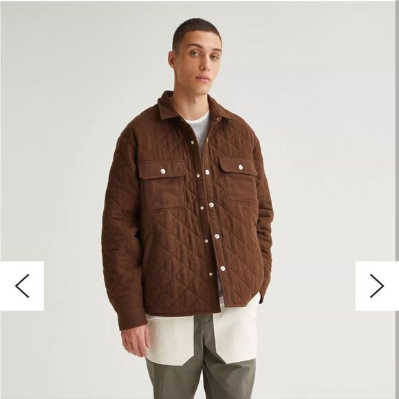 BDG quilted Shacket men's size medium brown lined snaps cotton Jacket - Picture 1 of 9